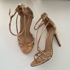 Women’s gold metallic strappy heels